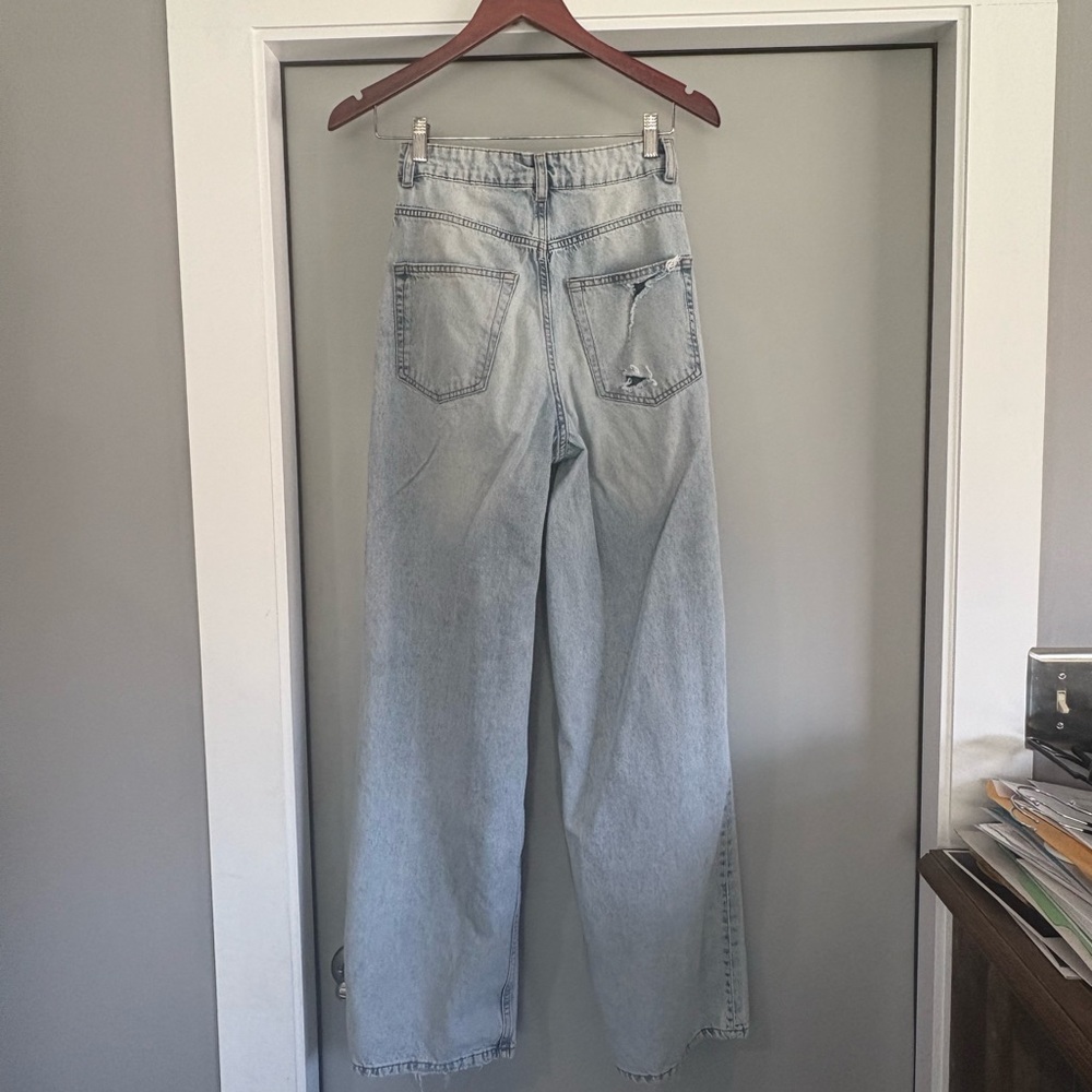 Sale! Divided Light Blue Flare & Wide Leg Jeans, distressed style. Sz 2 - Picture 5 of 11